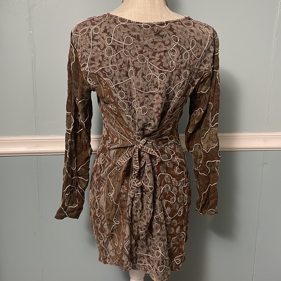 Size M, Sacred Threads short boho dress, earth toned, embroidered, lightweight - Picture 3 of 4